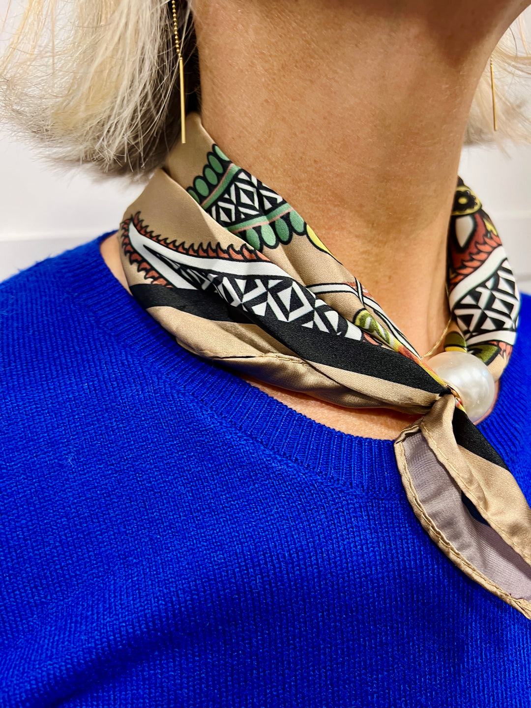 Floral/Paisley Magnetic Scarf TAUPE