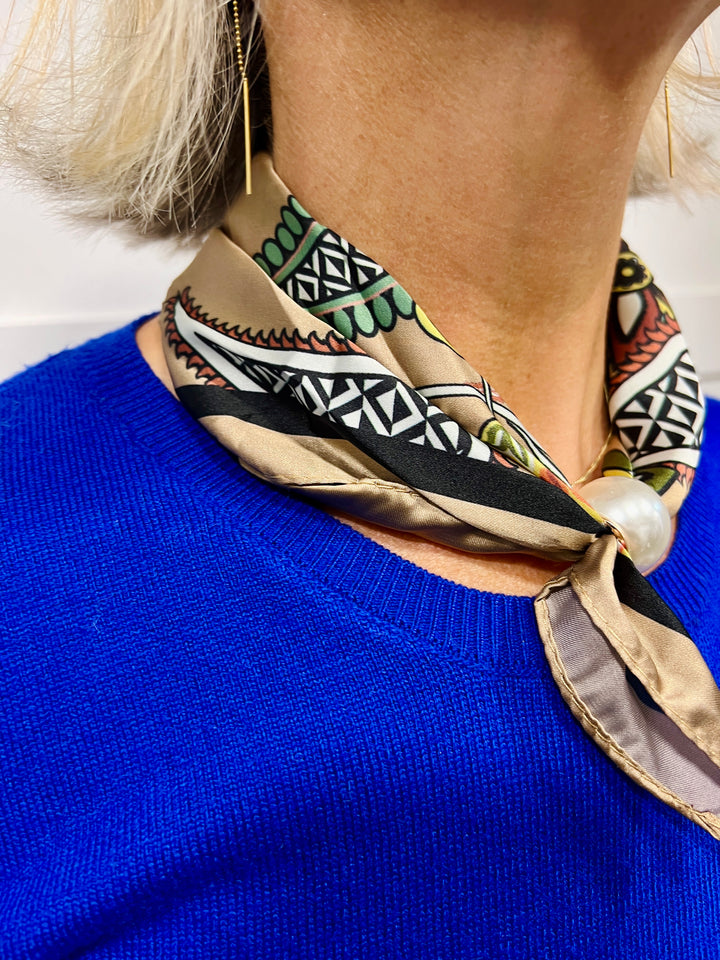 Floral/Paisley Magnetic Scarf TAUPE