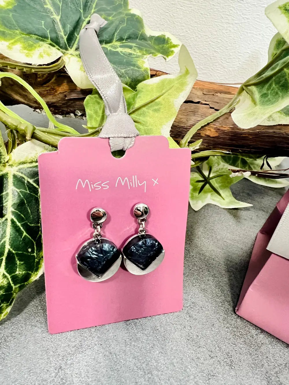 Miss Milly Grey Chevron Earrings