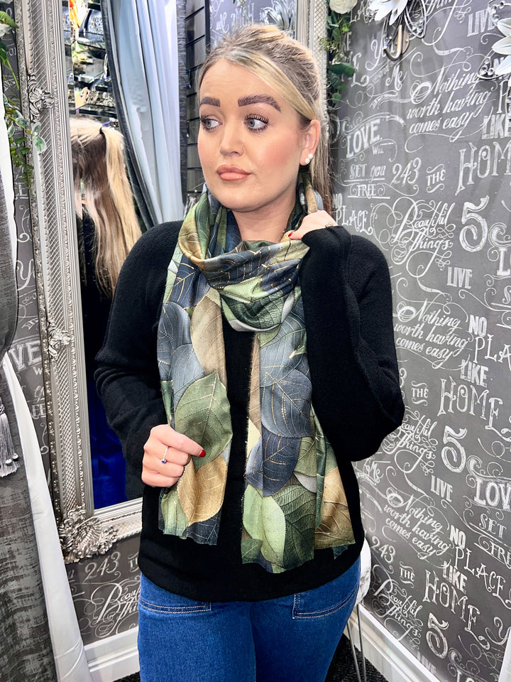 Multi Leaf Scarf KHAKI