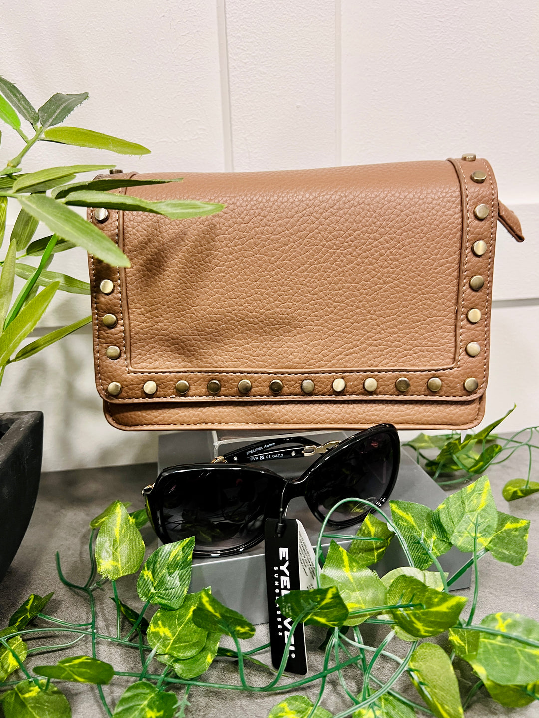 Dana Gold Stud Detail Handbag MOCHA