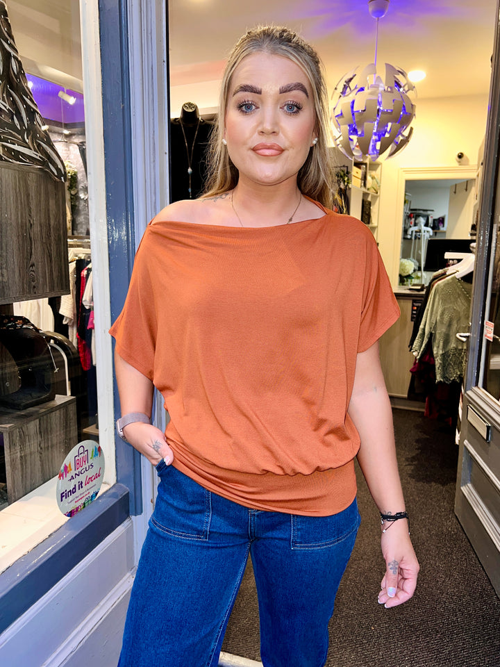 Millie Jersey Batwing Top RUST