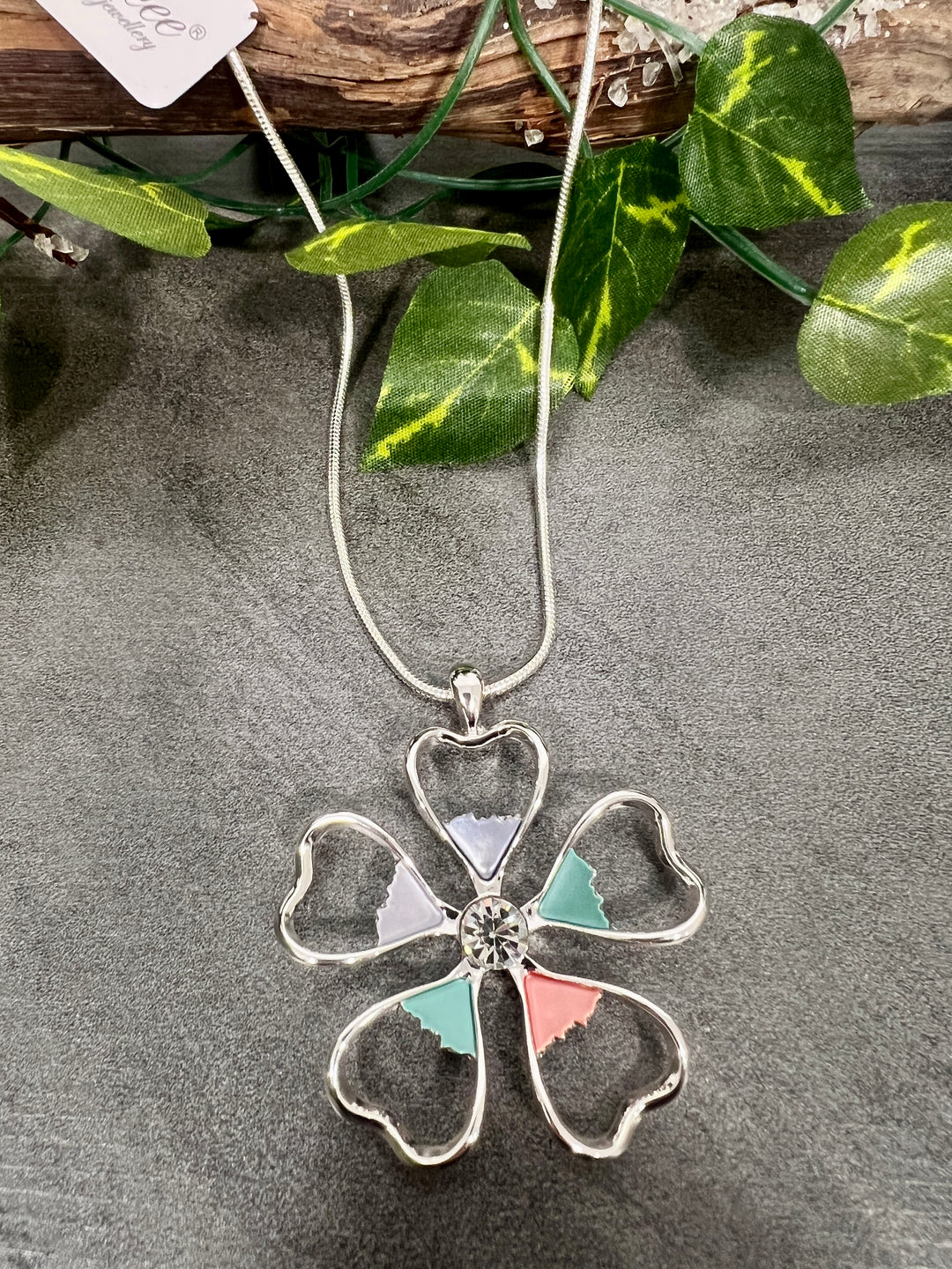 Gracee Long Coloured Flower SILVER