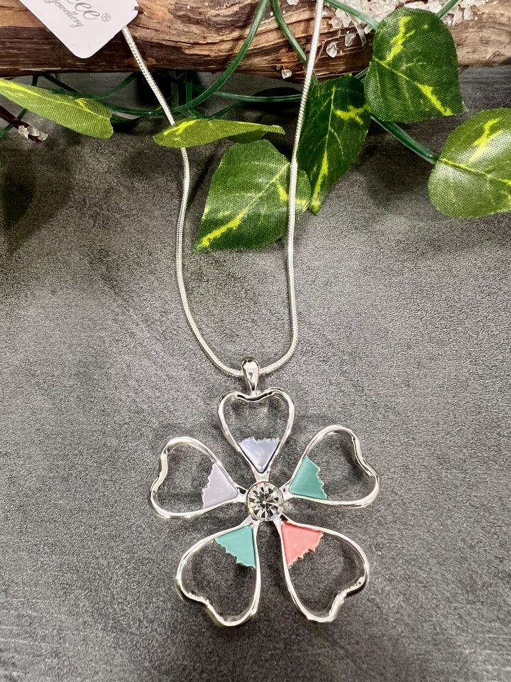 Gracee Long Coloured Flower SILVER
