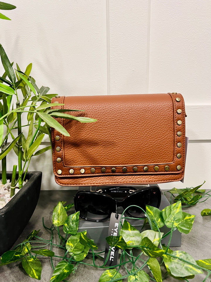Dana Gold Stud Detail Handbag TAN