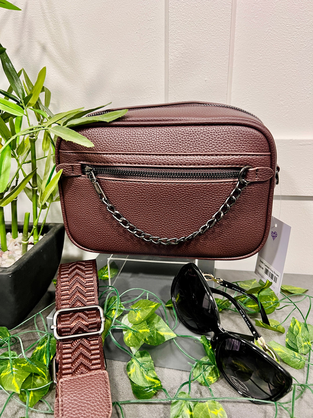 Edith Chain Detail Camera Bag BROWN
