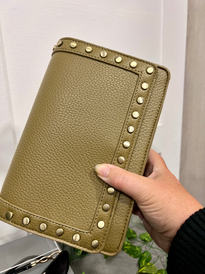 Dana Gold Stud Detail Handbag OLIVE