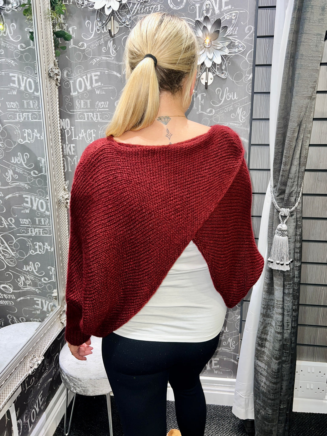 Bianca Crossover Knit WINE