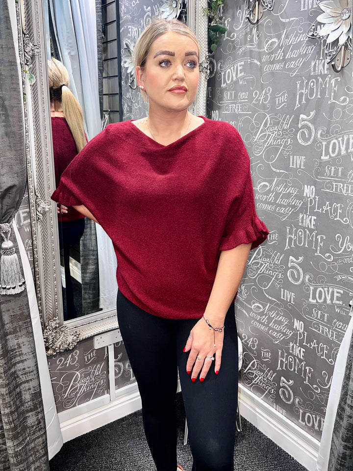 Lara Frill Sleeve Knit WINE