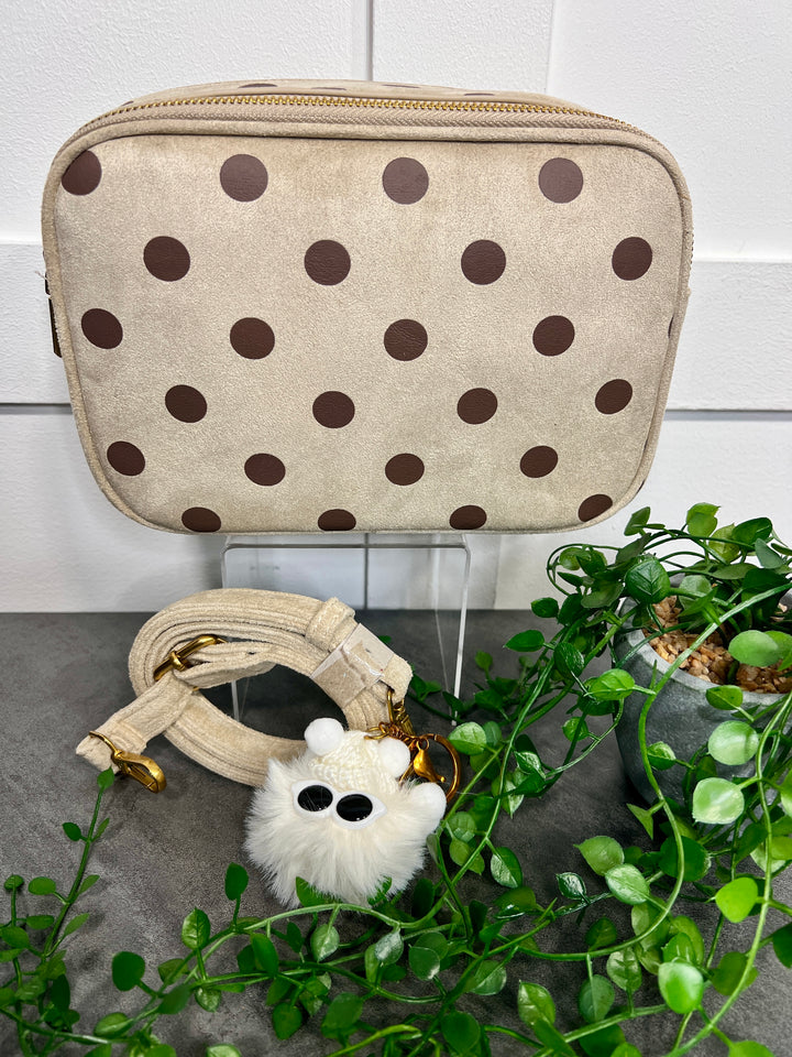 Polka Dot Suedette Camera Bag BEIGE/BROWN
