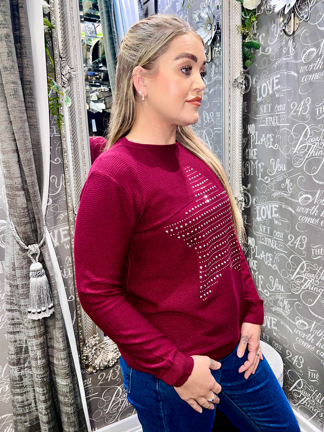 Aimee Star Design Jumper WINE