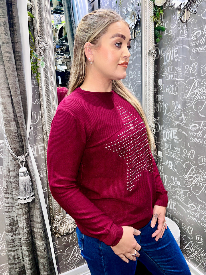 Aimee Star Design Jumper WINE