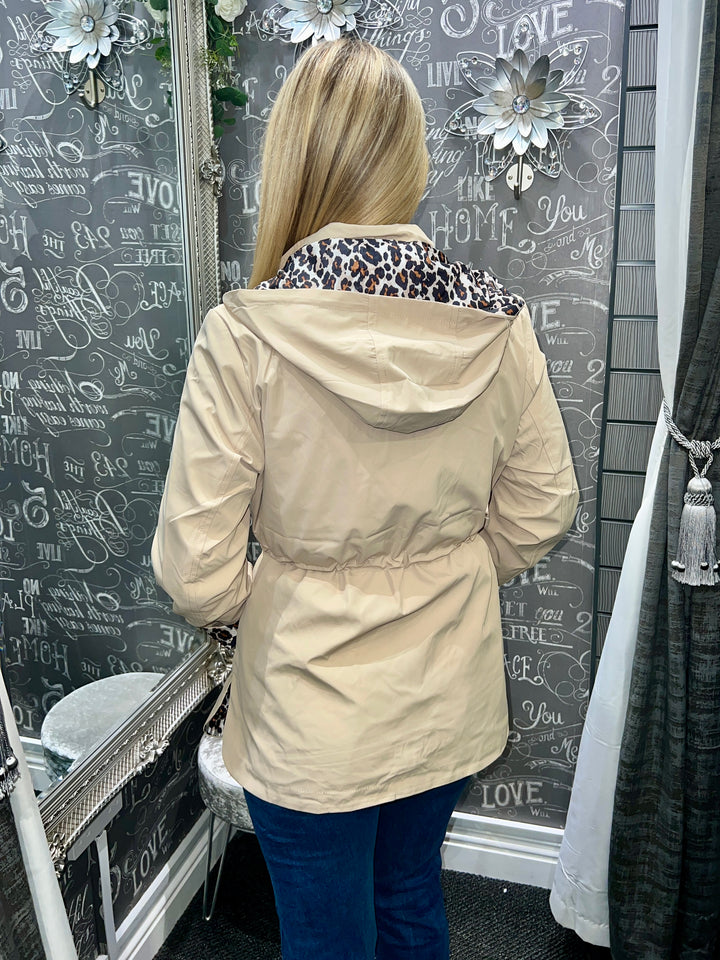 Roxy Animal Print Reversible Rain Coat BEIGE