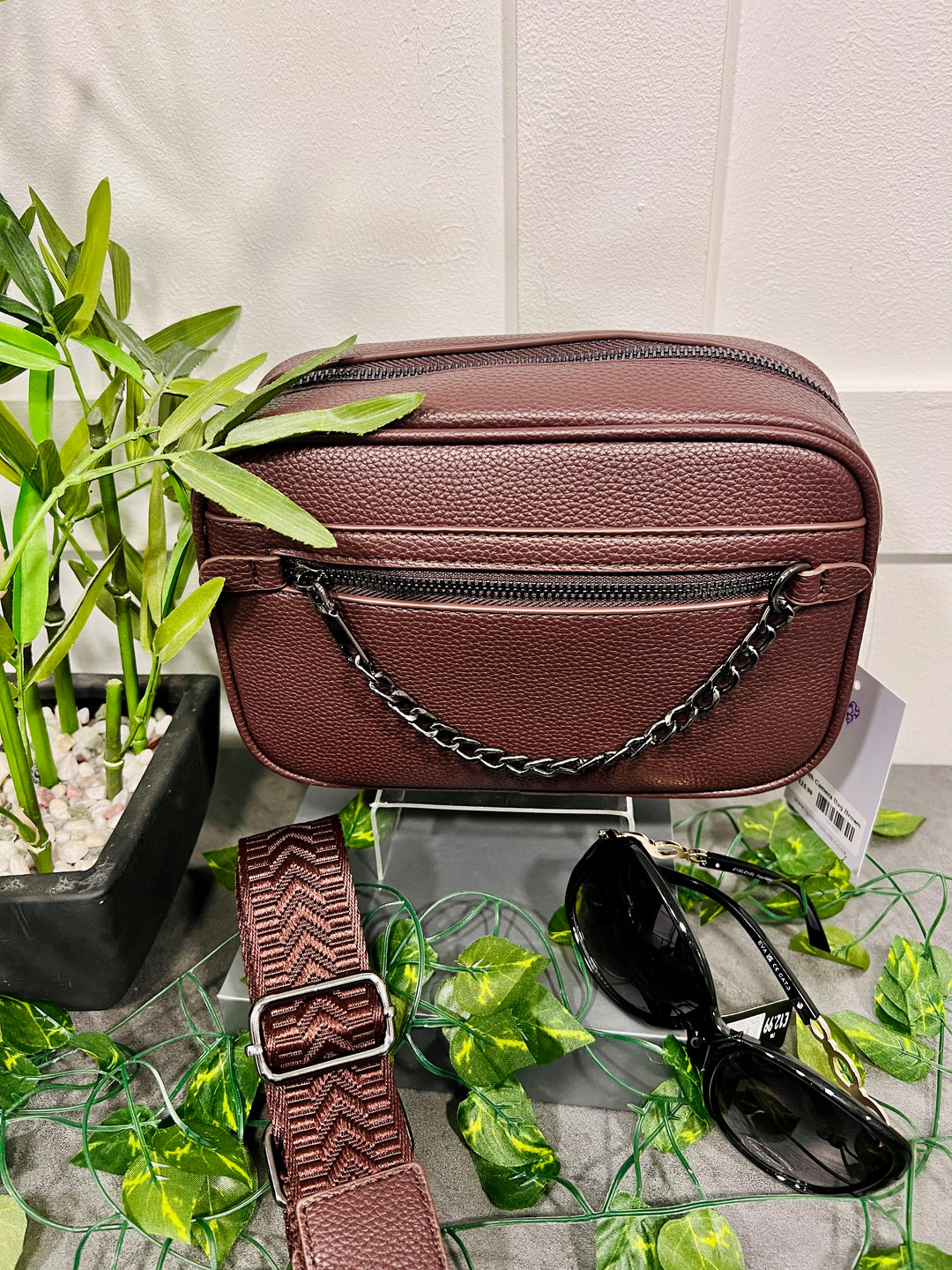 Edith Chain Detail Camera Bag BROWN