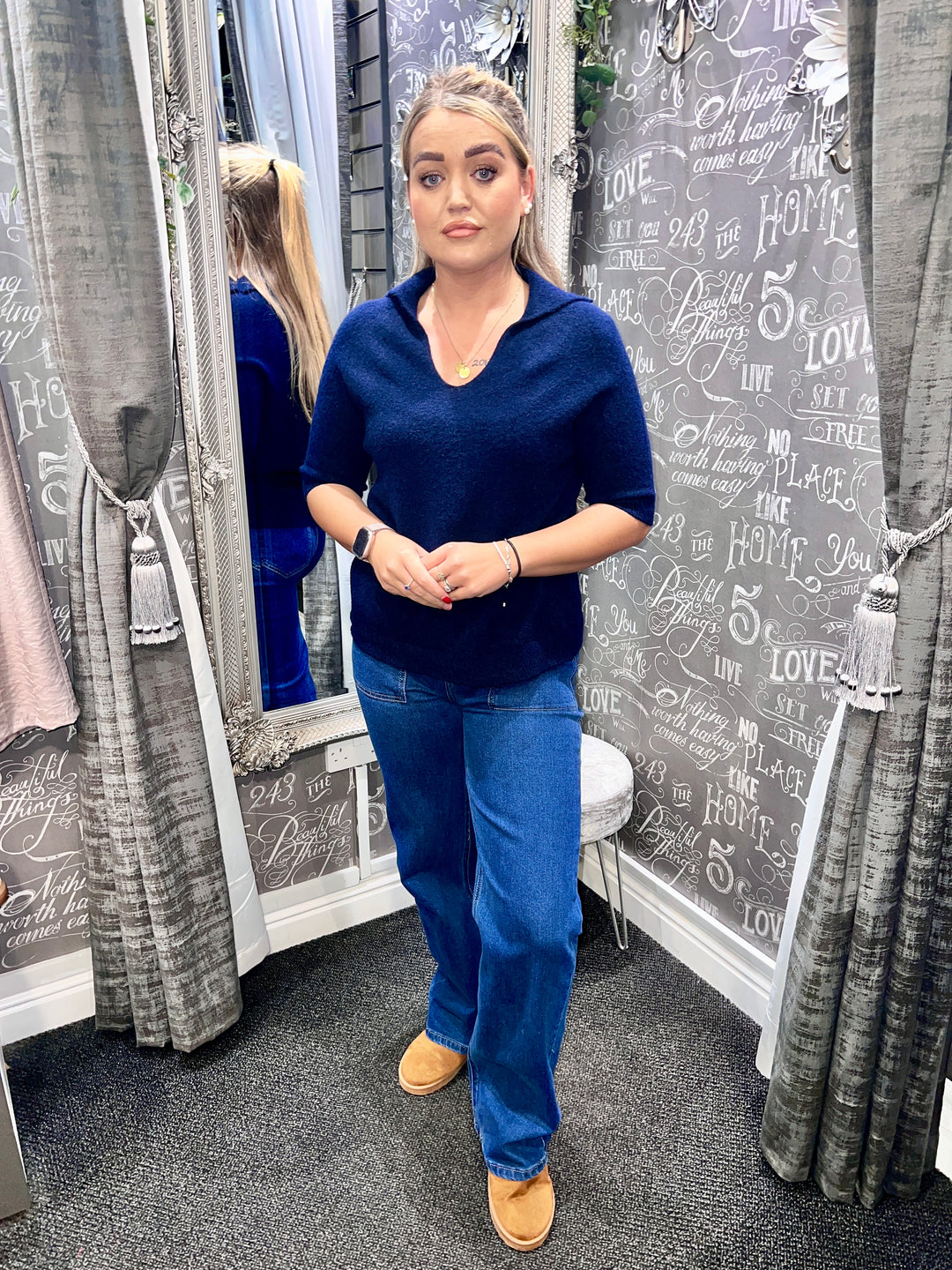 Tamsin Short Sleeve Polo Knit NAVY