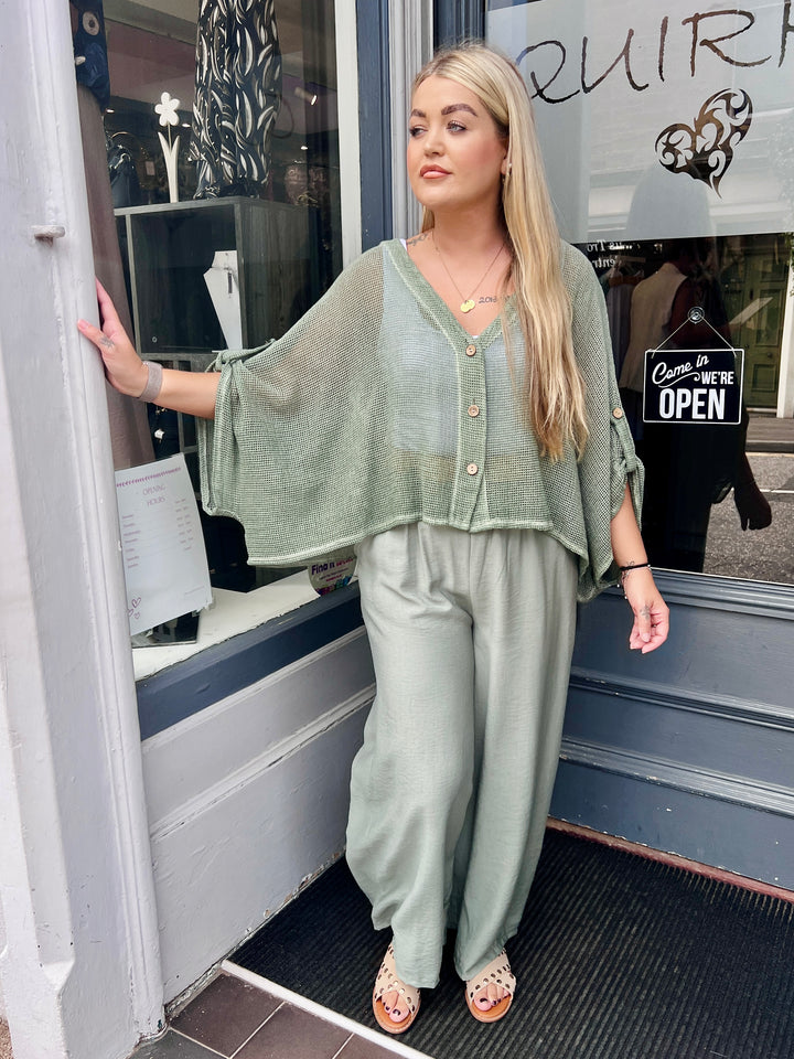 Isla Wide Leg Trousers With Belt LIGHT KHAKI