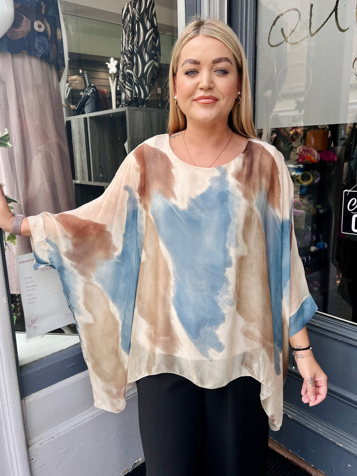 Grace Floaty Silk Blouse DENIM