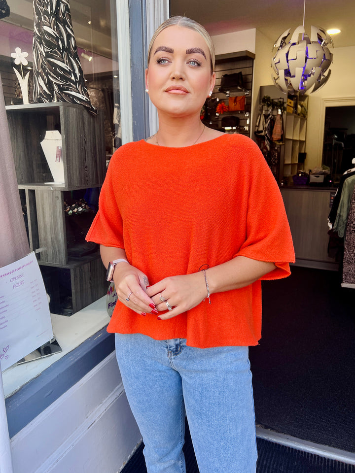 Sandi Italian Soft Knit Short Sleeve Jumper BURNT ORANGE