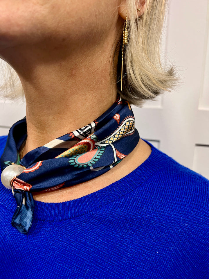 Floral/Paisley Magnetic Scarf NAVY
