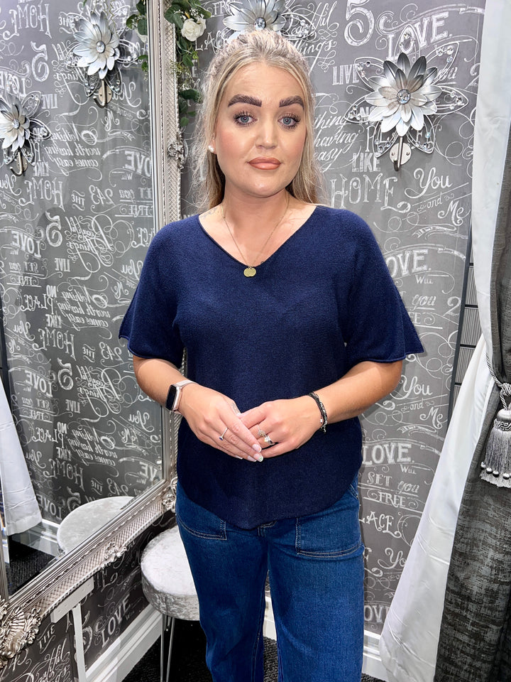 Brooke V Neck Fine Knit NAVY