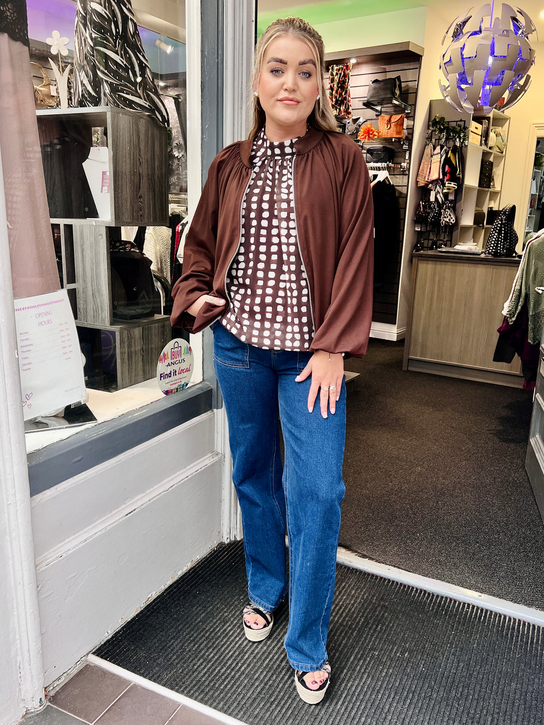 Dakota Jersey Bomber Jacket CHOCOLATE