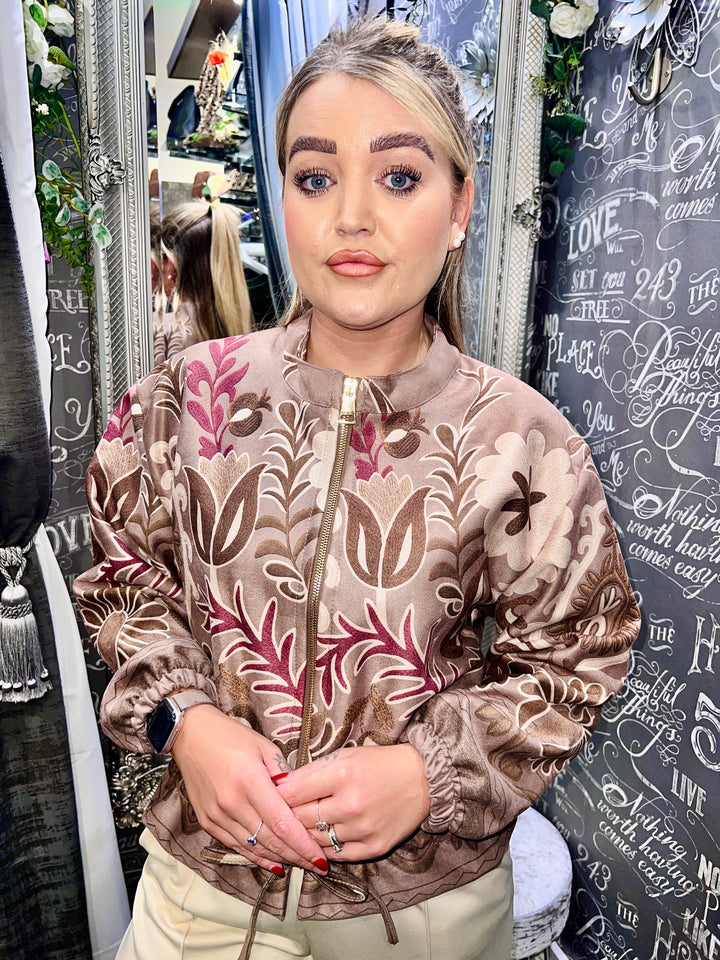 Ariana Soft Feel Floral Jacket MOCHA