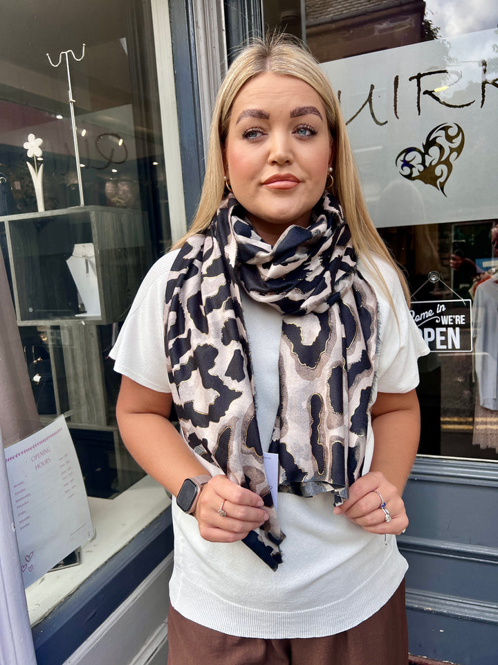 Leopard Print Scarf BEIGE
