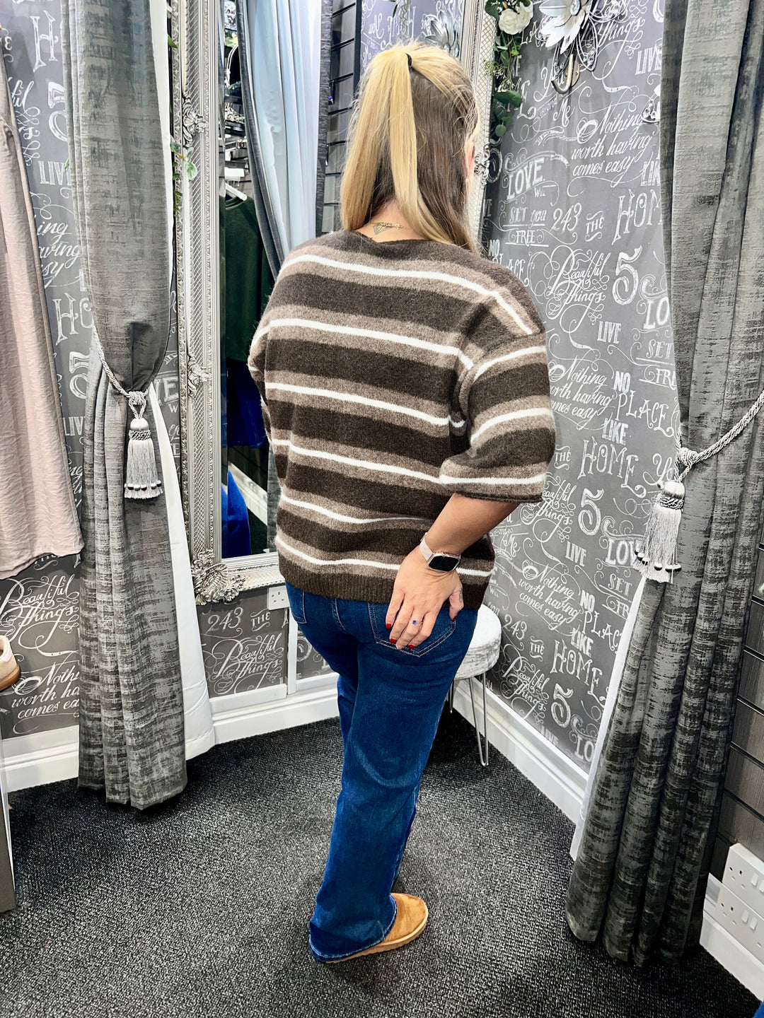 Callen Striped Knit CHOCOLATE