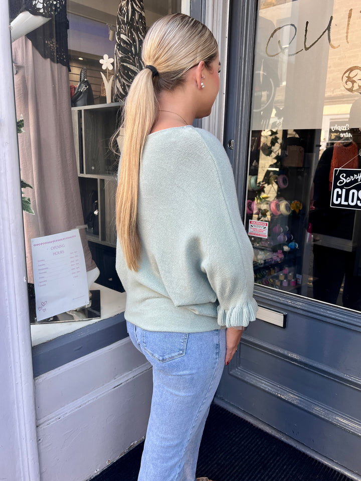 Klara Frill Sleeve Knit SAGE