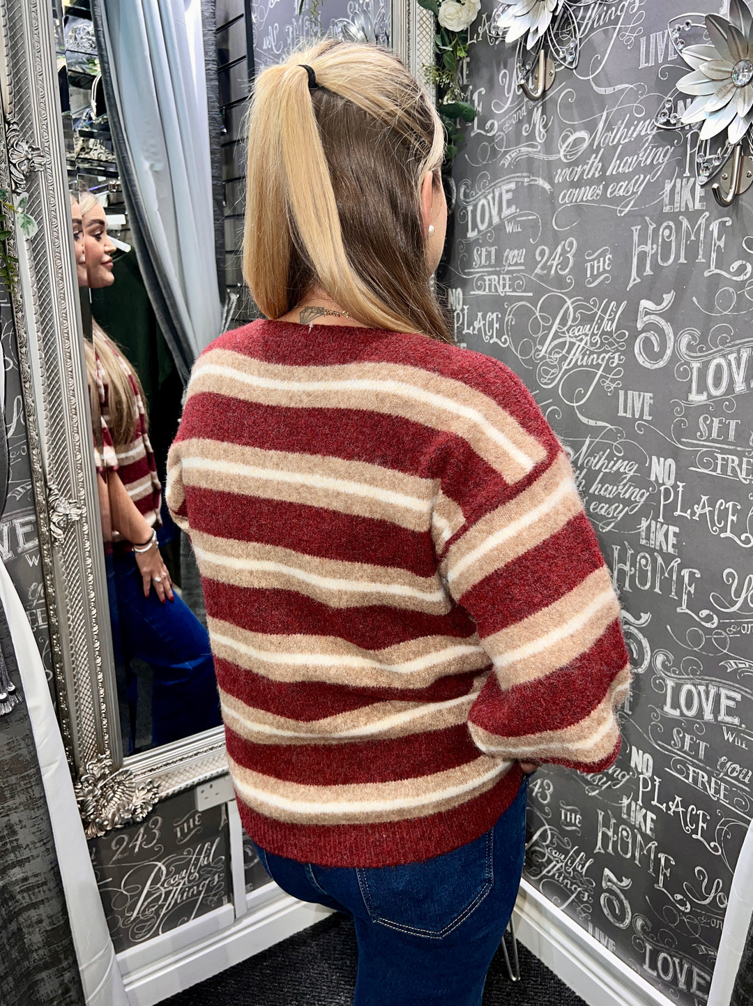Callen Striped Knit WINE