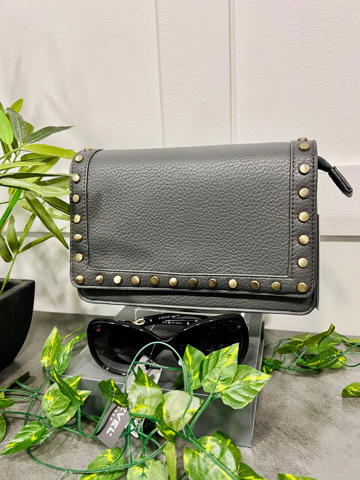 Dana Gold Stud Detail Handbag DARK GREY