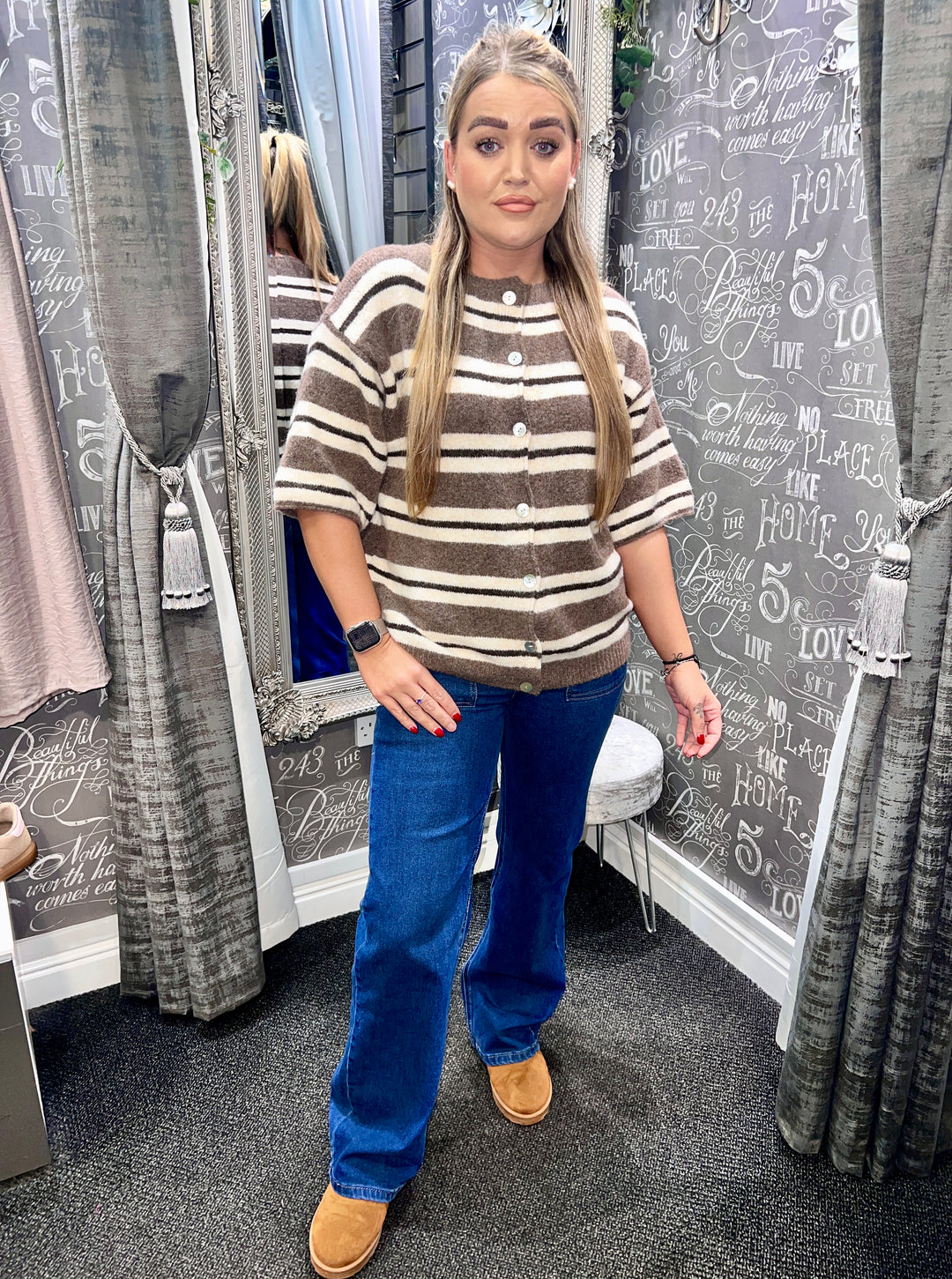 Callen Striped Knit MOCHA