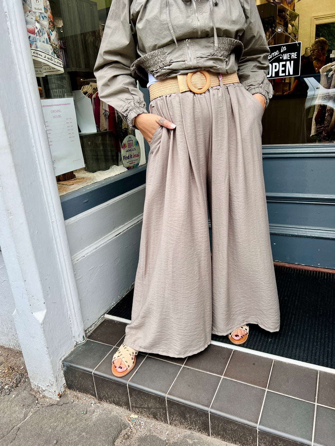 Blaire Wide Leg Belted Trousers MOCHA