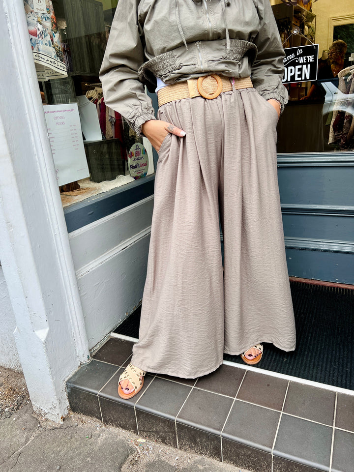 Blaire Wide Leg Belted Trousers MOCHA