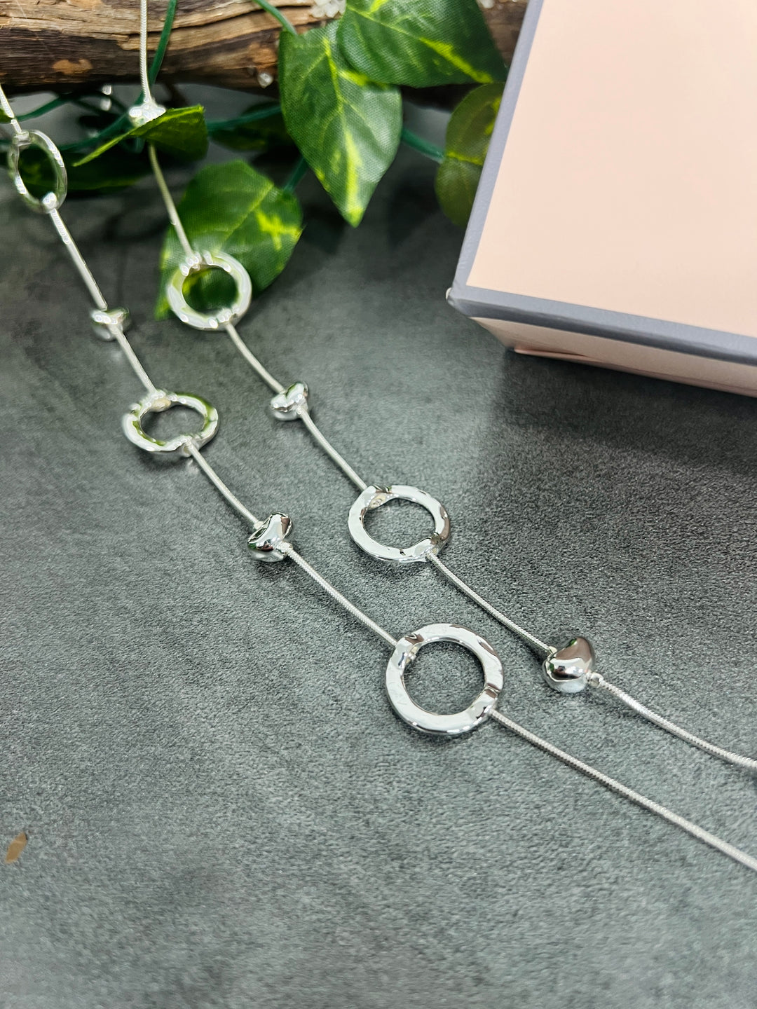 Gracee Long Circles Necklace SILVER