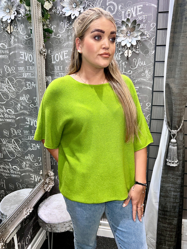 Sandi Italian Soft Knit Short Sleeve Jumper APPLE