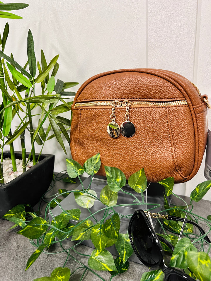 Toyah Gold Disc Zip Camera Bag CAMEL