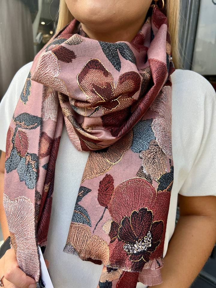 Elegant Flower Scarf DUSKY PINK