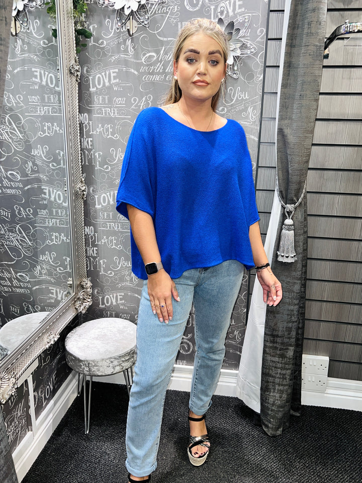 Sandi Italian Soft Knit Short Sleeve Jumper ROYAL