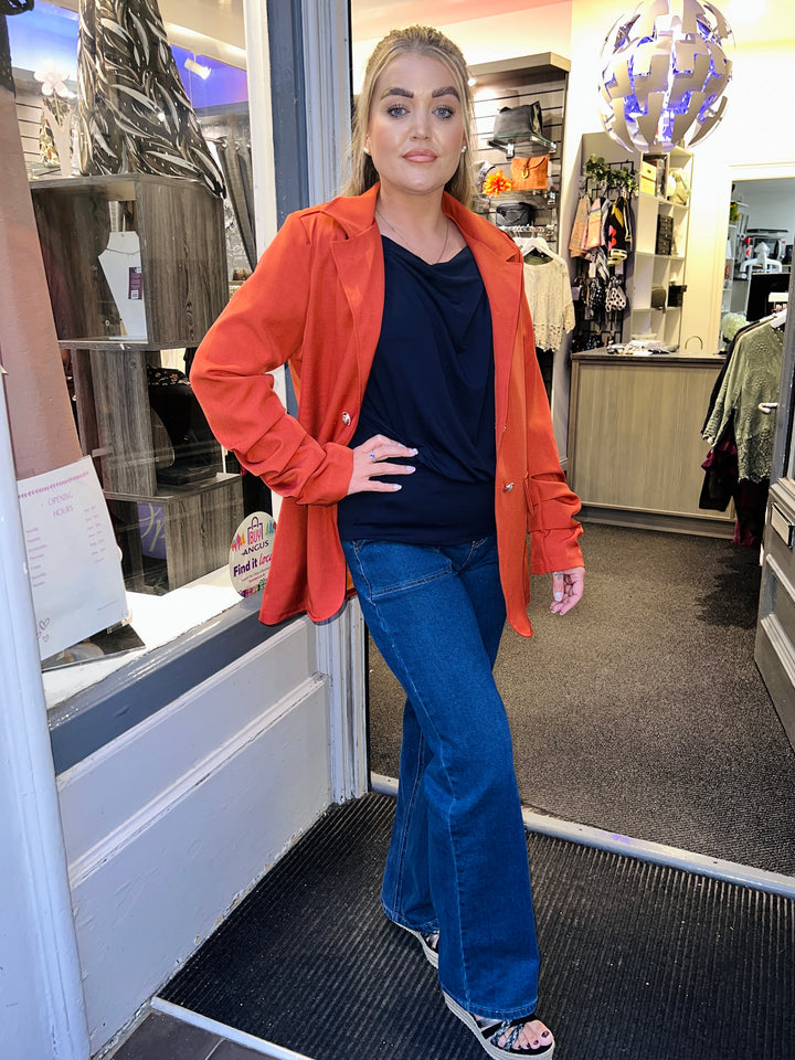 Marnie Gold Button Blazer RUST