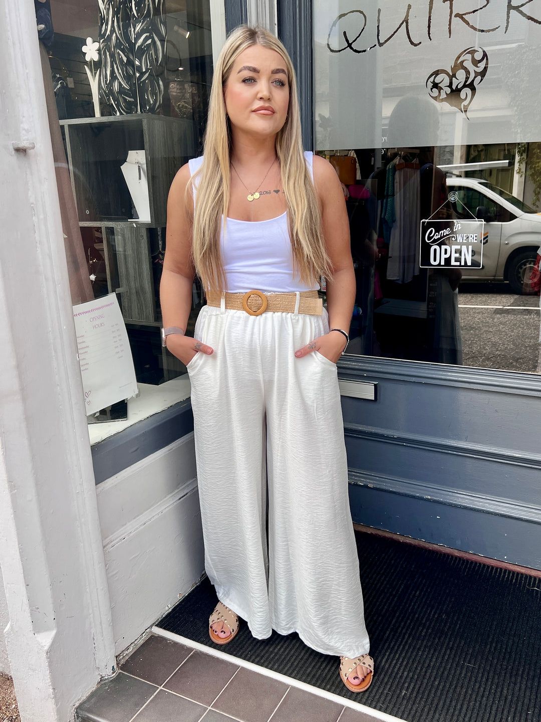 Isla Wide Leg Trousers With Belt WHITE