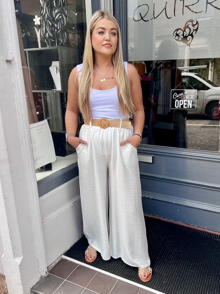 Isla Wide Leg Trousers With Belt WHITE