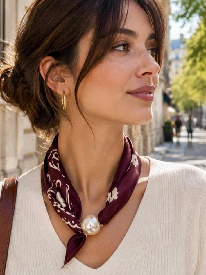 Emily Floral Print Magnetic Scarf BURGUNDY