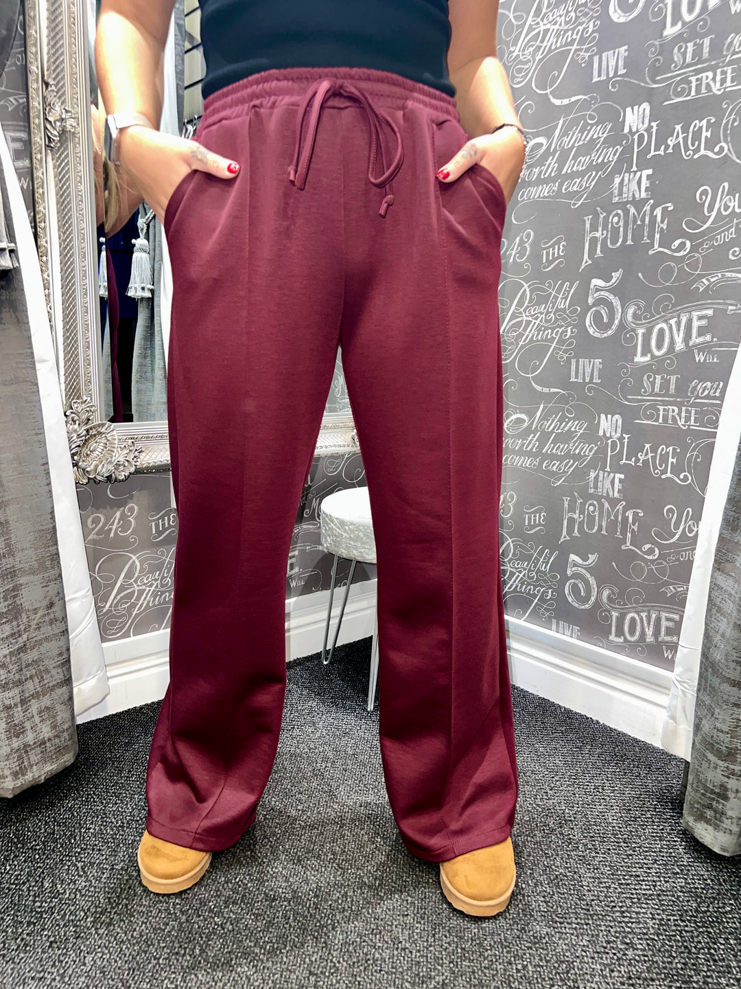 Lola Wide Leg Joggers BURGUNDY