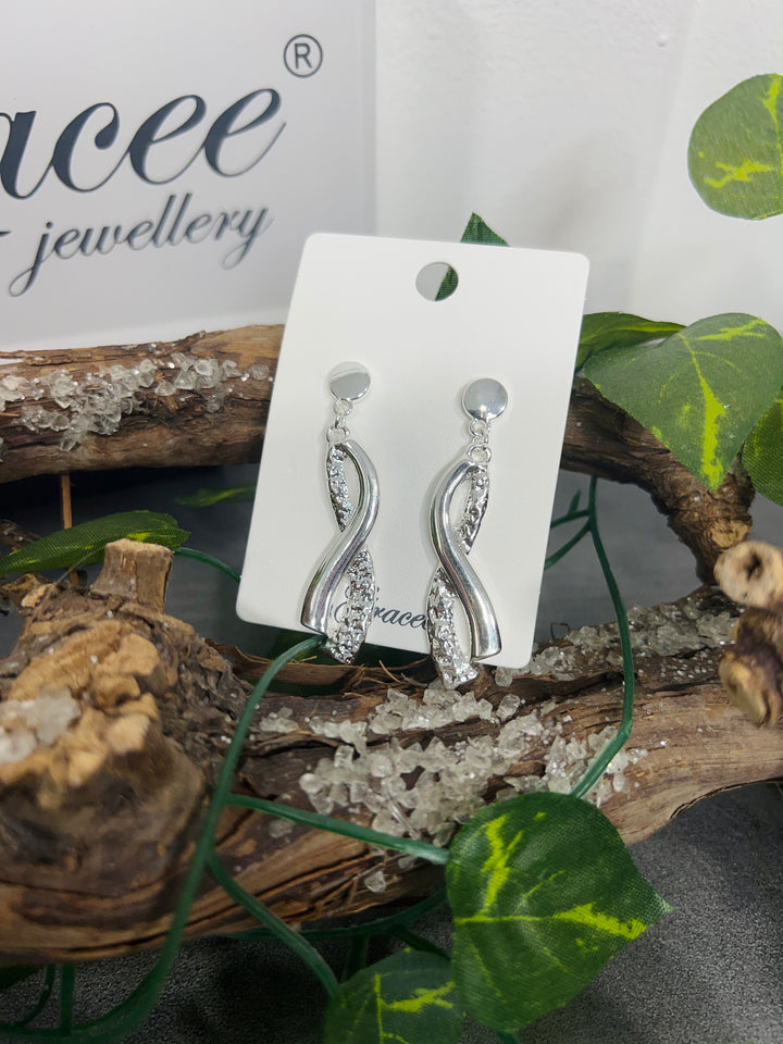 Gracee Textured Twist Earrings SILVER
