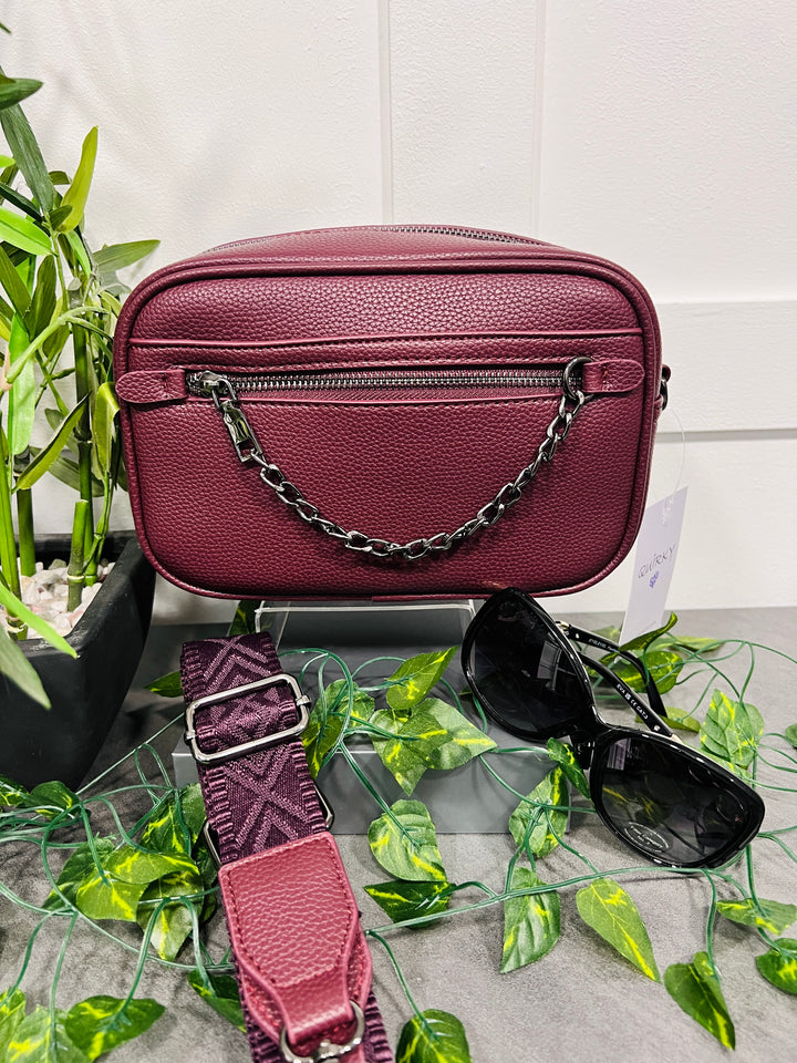 Edith Chain Detail Camera Bag BURGUNDY