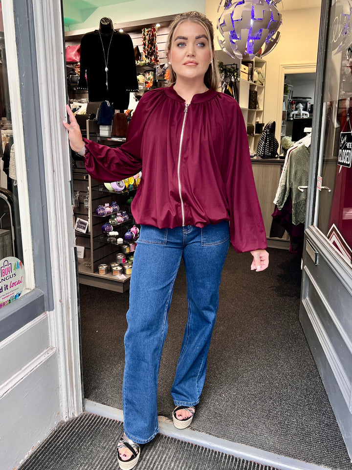 Dakota Jersey Bomber Jacket WINE