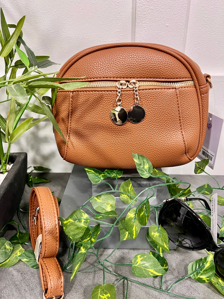 Toyah Gold Disc Zip Camera Bag CAMEL