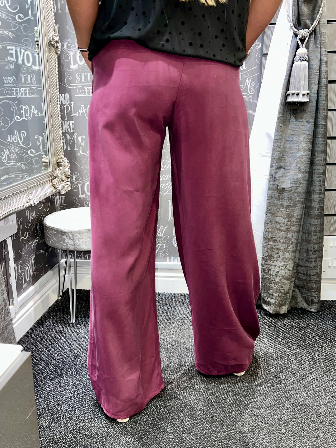 Zara Wide Leg Trousers AUBERGINE