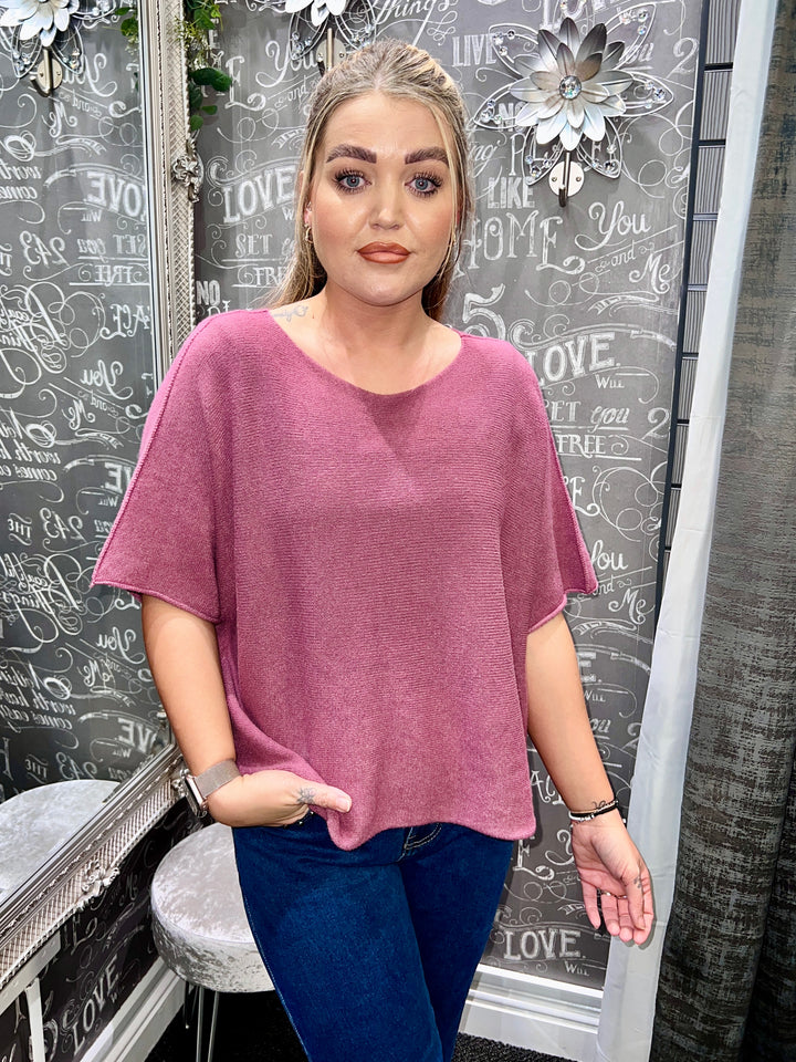 Sandi Italian Soft Knit Short Sleeve Jumper MAUVE